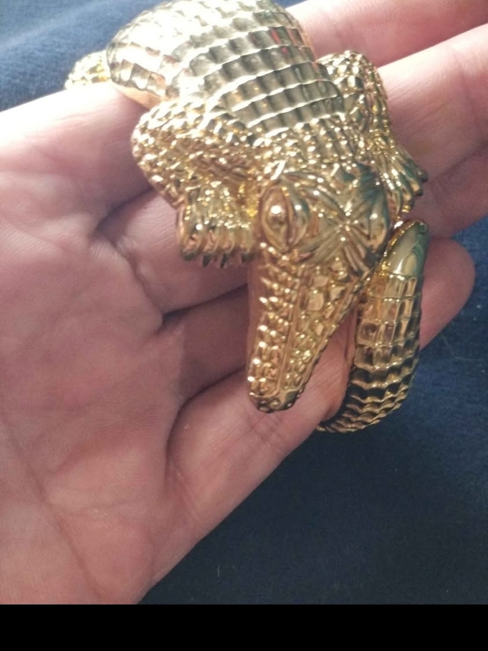 Gold Tone Alligator Cuff Bracelet